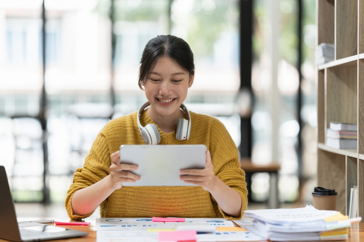 Smart asian business woman smiling at office space. real estate, lawyer, non-profit, marketing Smart asian business woman smiling at office space. real estate, lawyer, non-profit, marketing